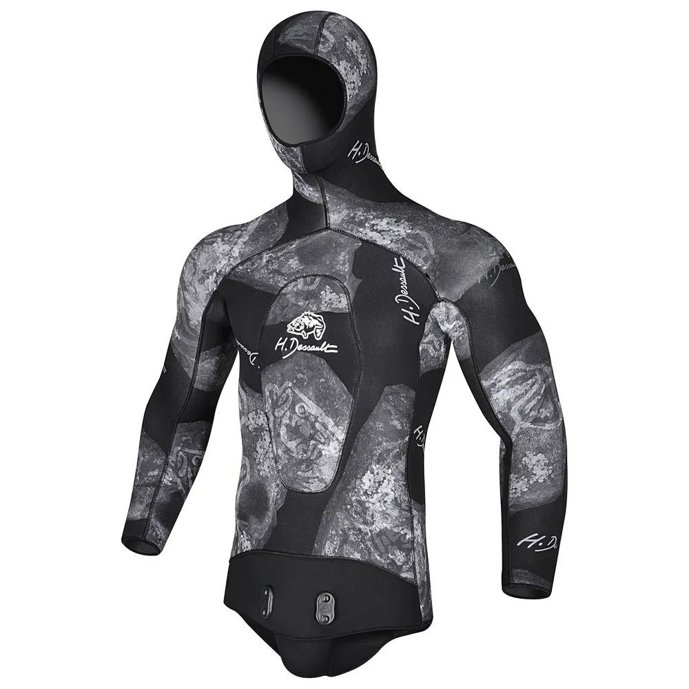H.dessault by c4 Black Side 7 mm spearfishing jacket